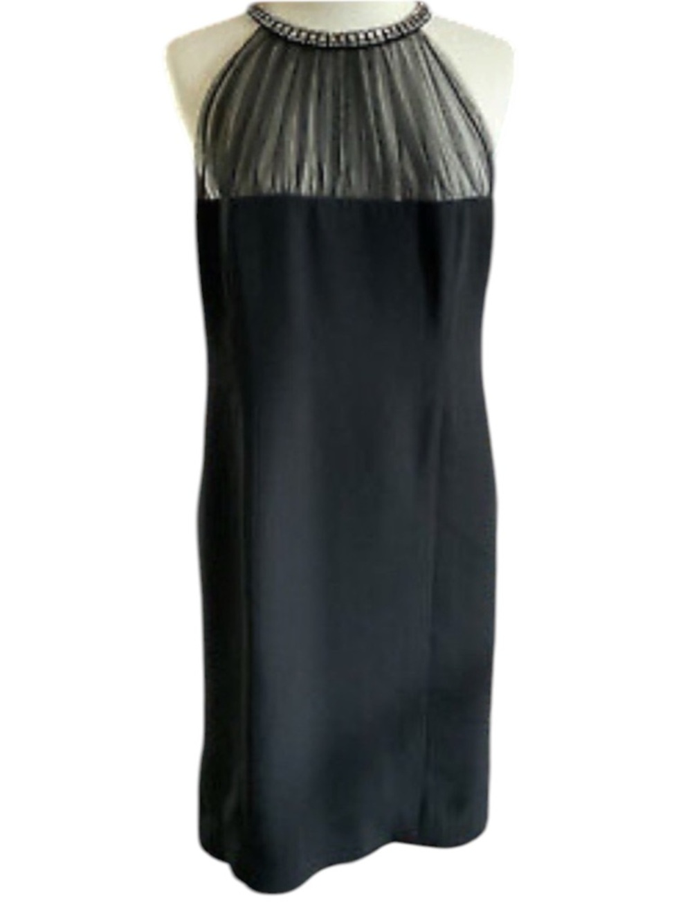 Evan Picone Black Formal Mini Halter Neck Dress with Jeweled Neckline Size 4P